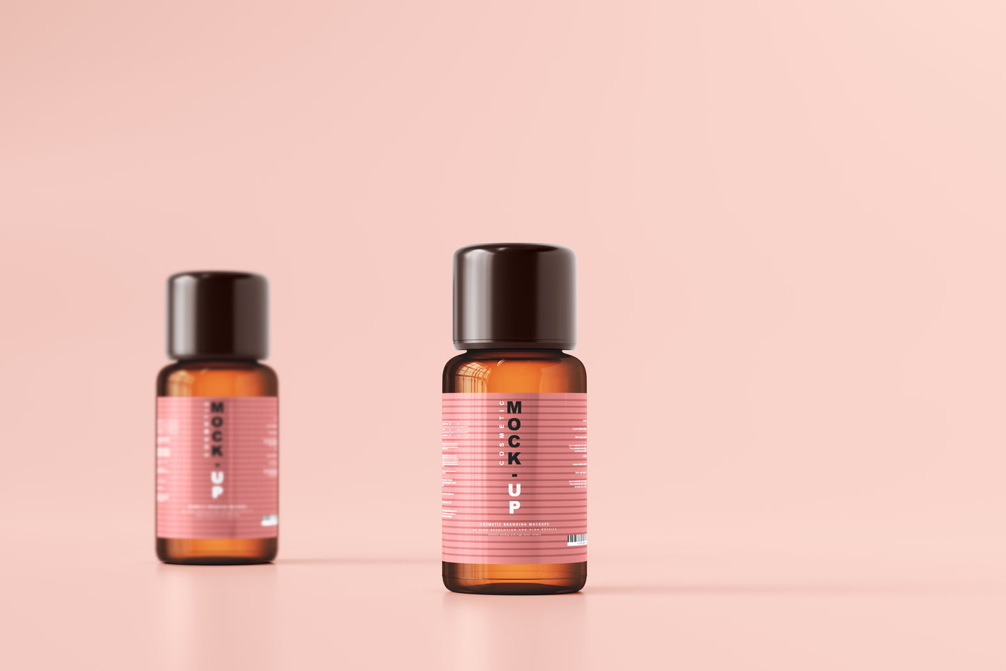 Amber Glass Cosmetic Bottle Mockups