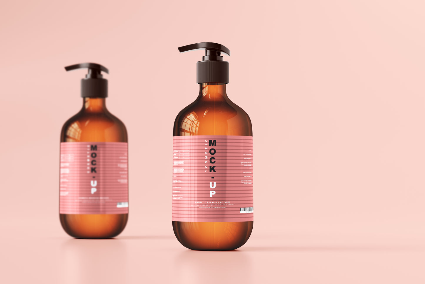 Amber Glass Pump Bottle Mockups