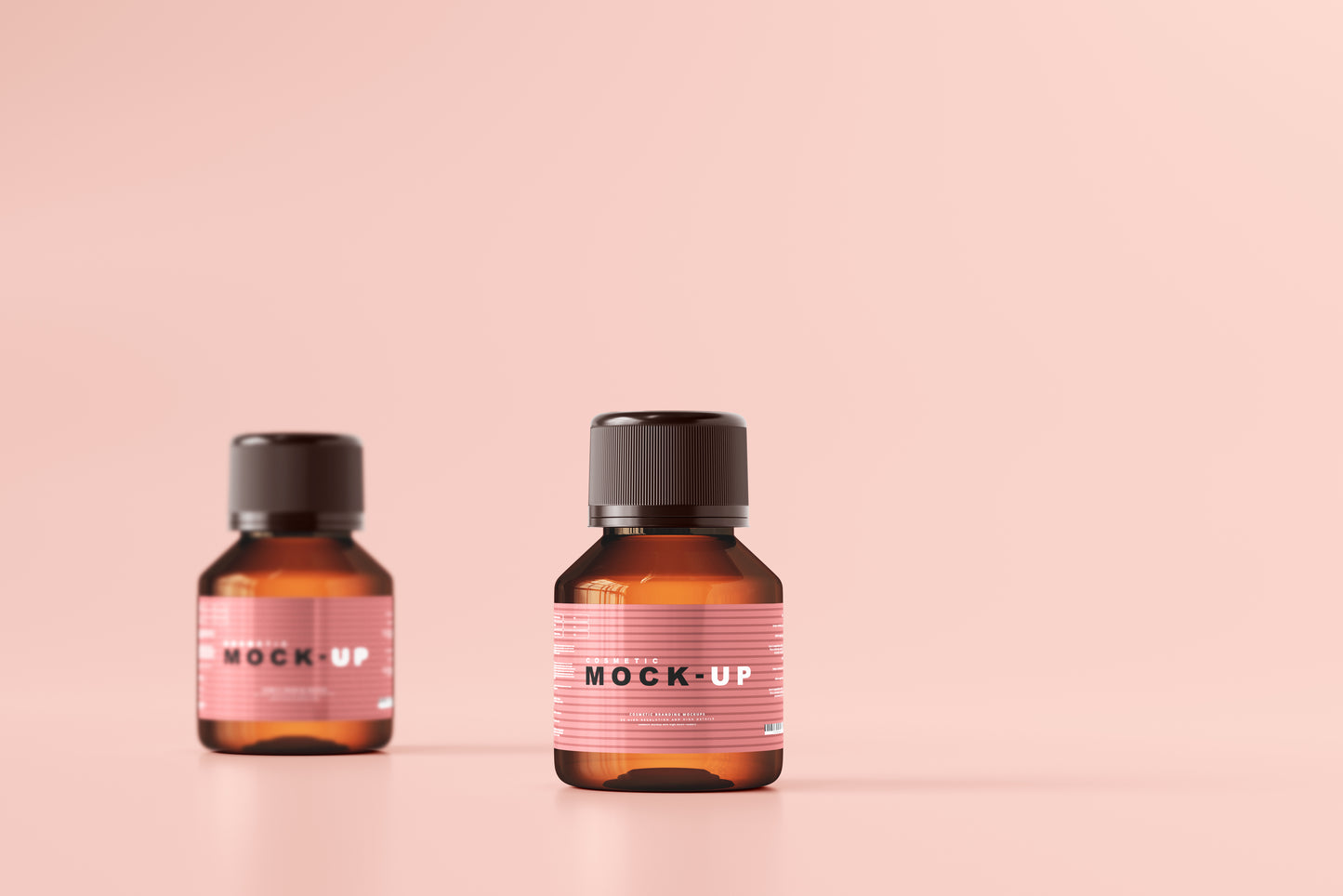 Amber Glass Cosmetic Bottle Mockups