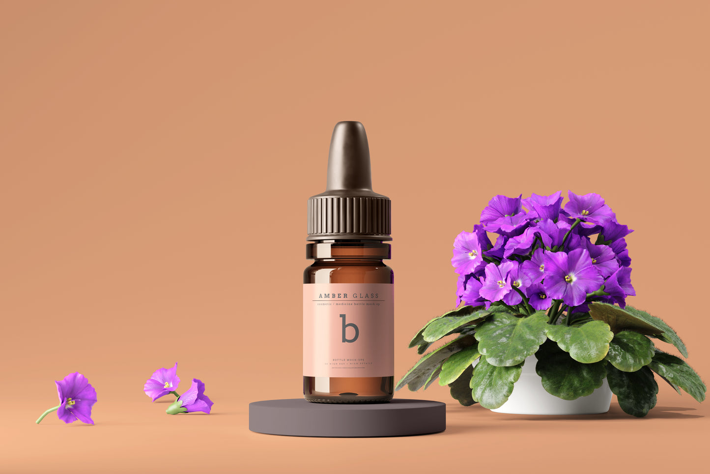 Amber Glass Dropper Bottle Mockups