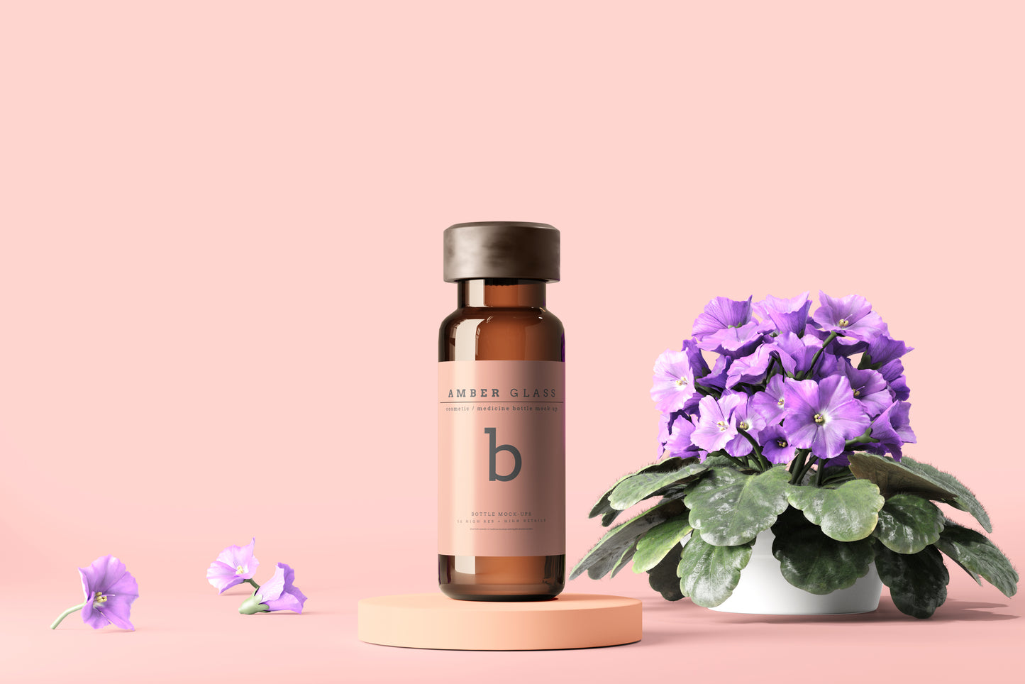 Amber Glass Vial Bottle Mockups