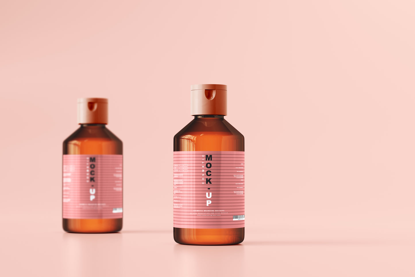 Amber Glass Cosmetic Bottle Mockups