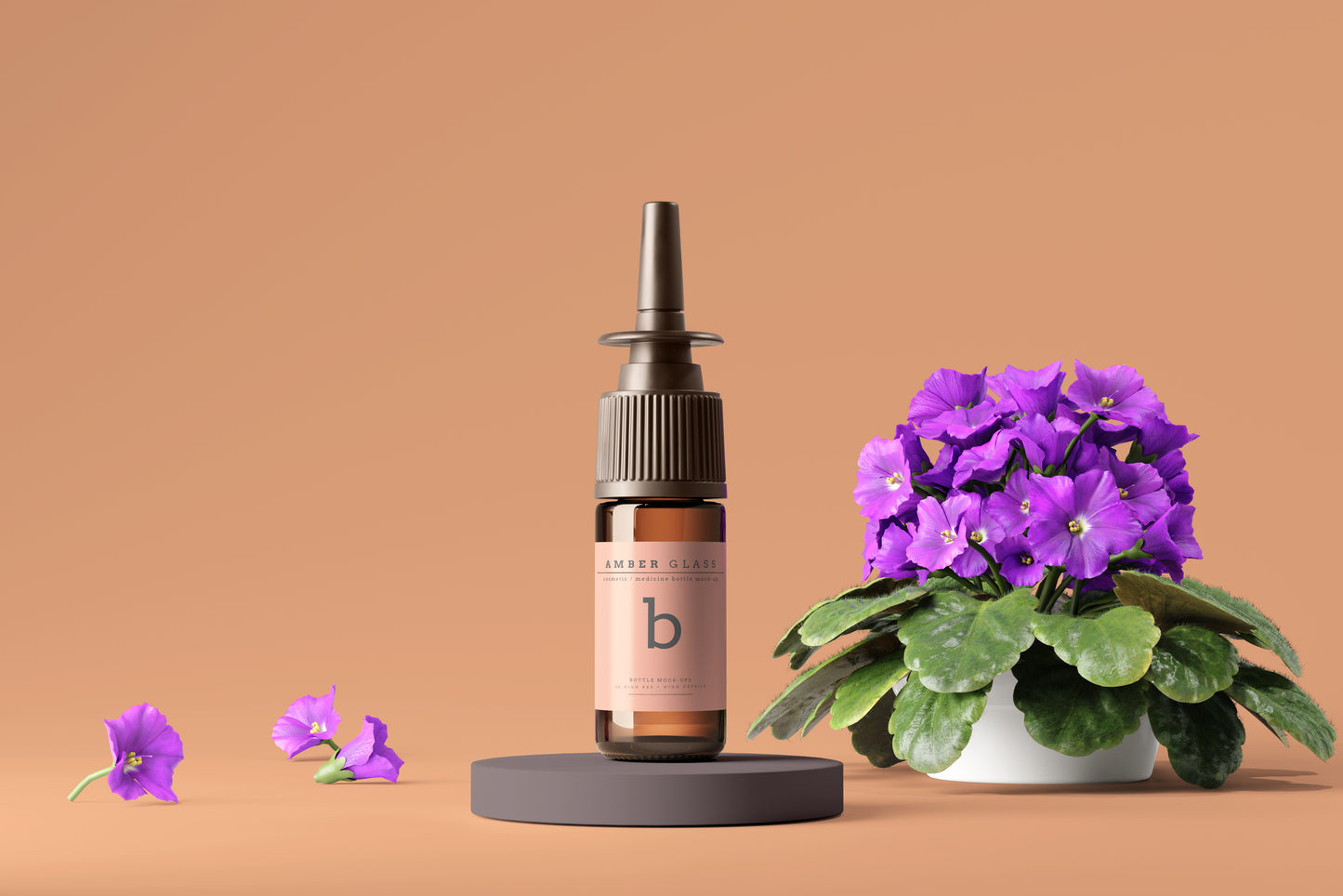 Amber Glass Nasal Spray Bottle Mockups