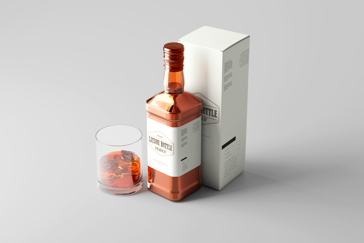 Square Hard Liquor Bottle Mockups