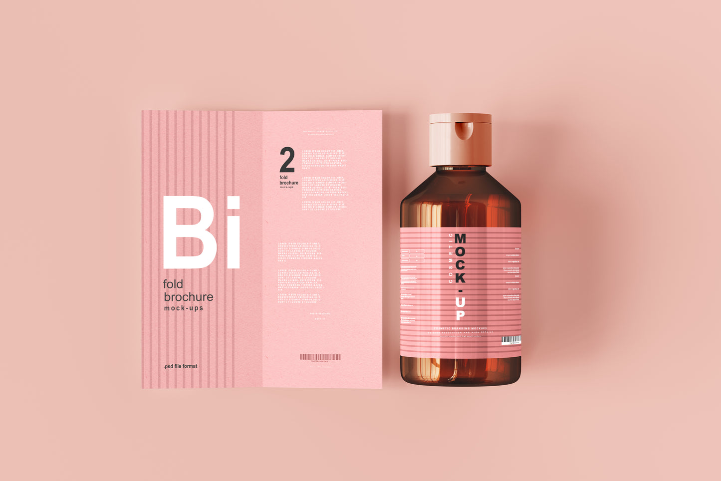 Amber Glass Cosmetic Bottle Mockups