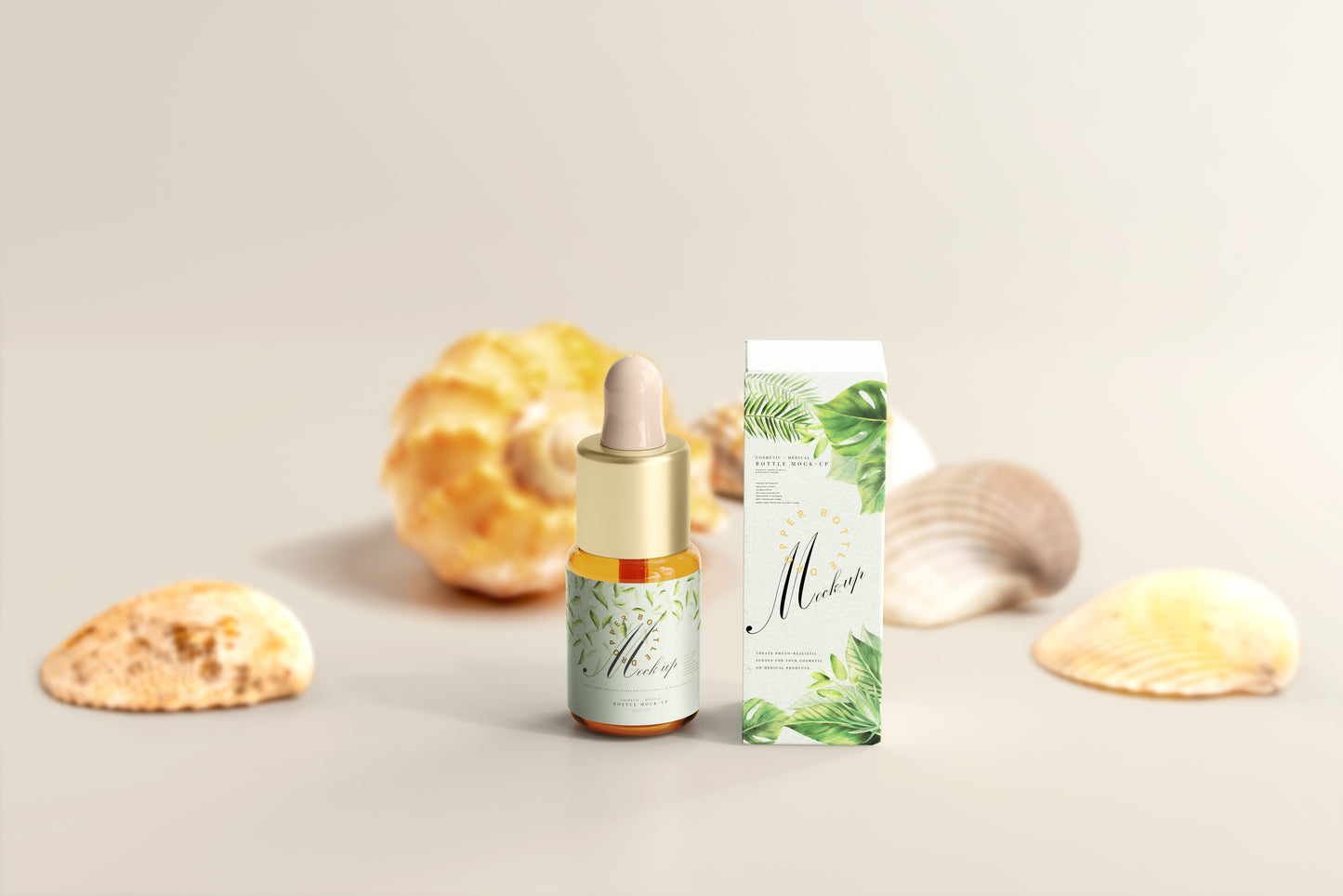 Amber Glass Dropper Bottle Mockup