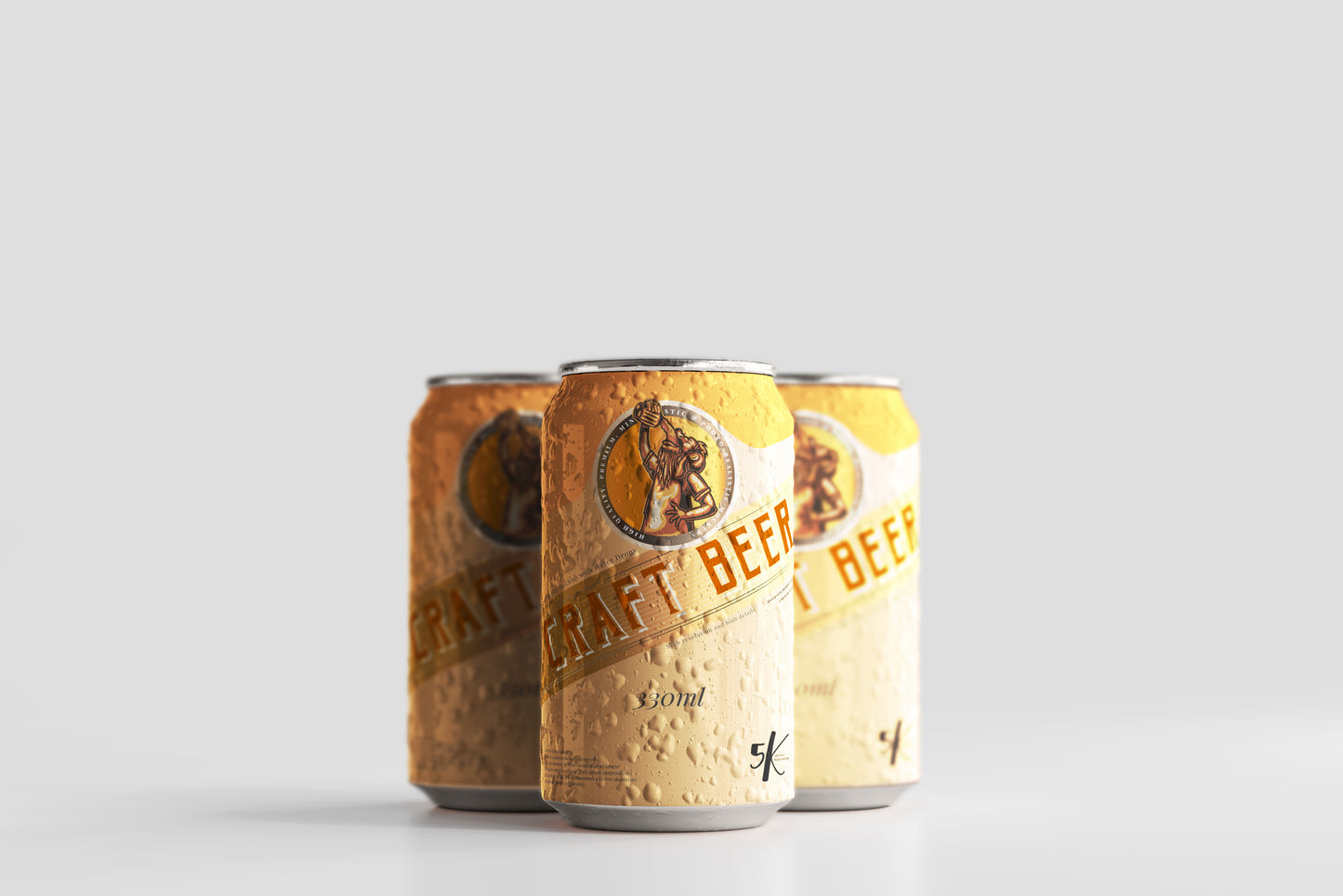 Standard Size Beer Can Mockup with Condensation Effect