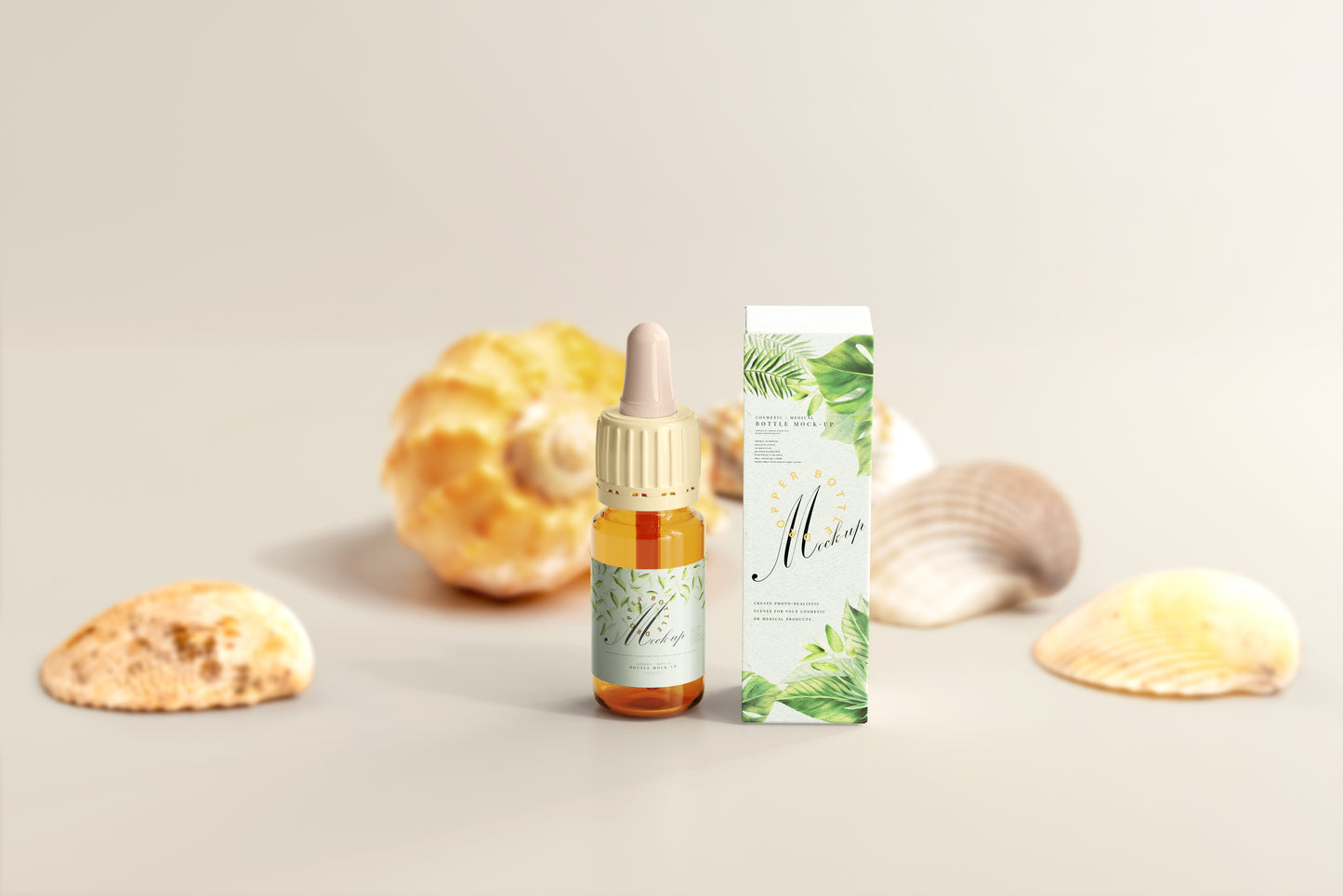 Amber Glass Dropper Bottle Mockup