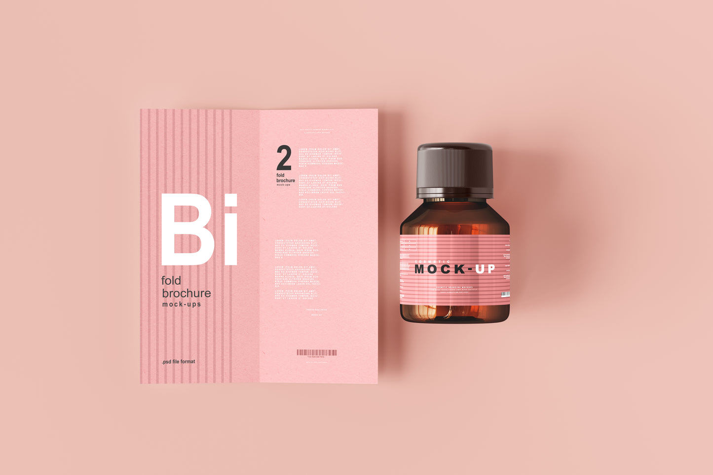 Amber Glass Cosmetic Bottle Mockups