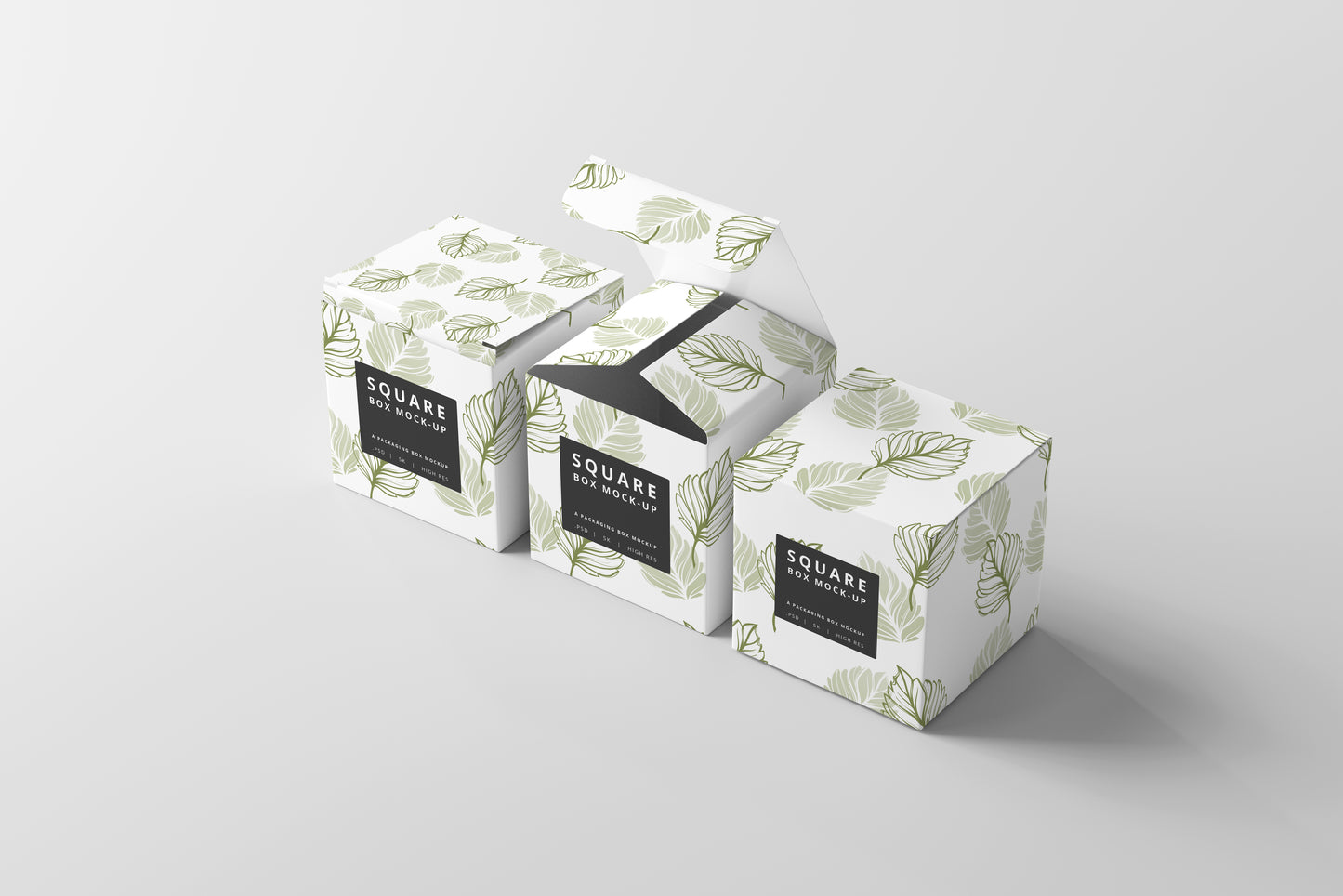 Square Product Packaging Box Mockups