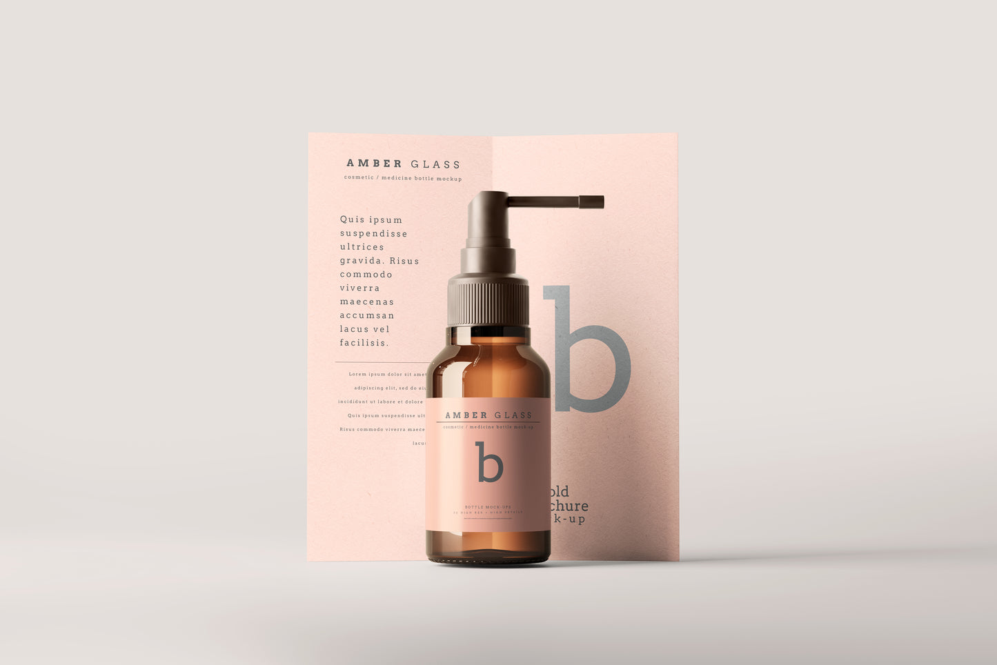 Amber Glass Throat Spray Bottle Mockups
