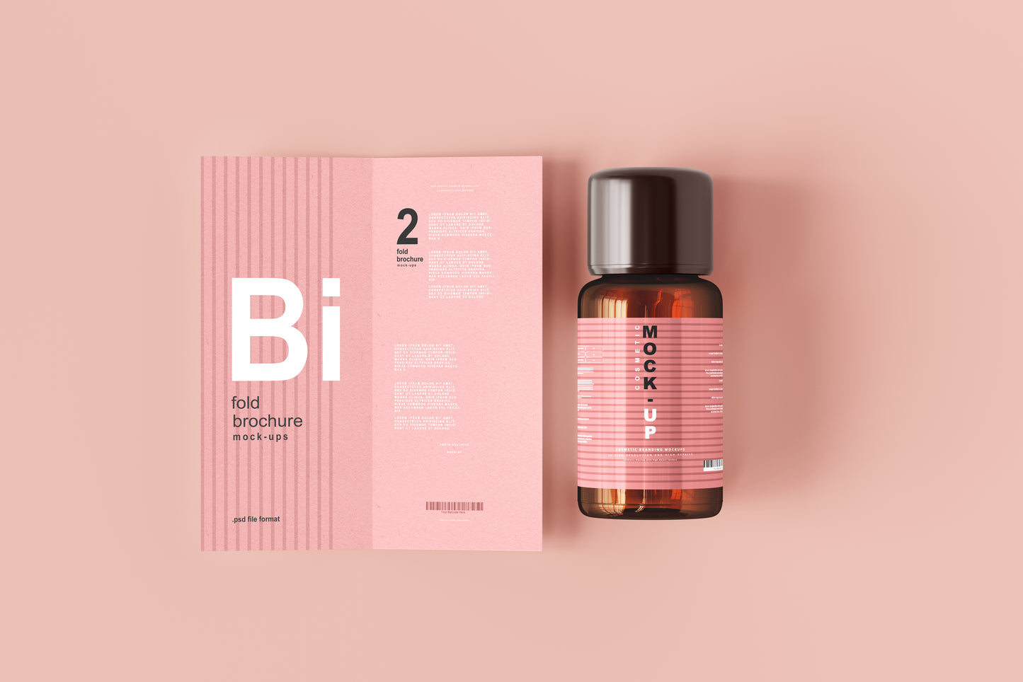 Amber Glass Cosmetic Bottle Mockups