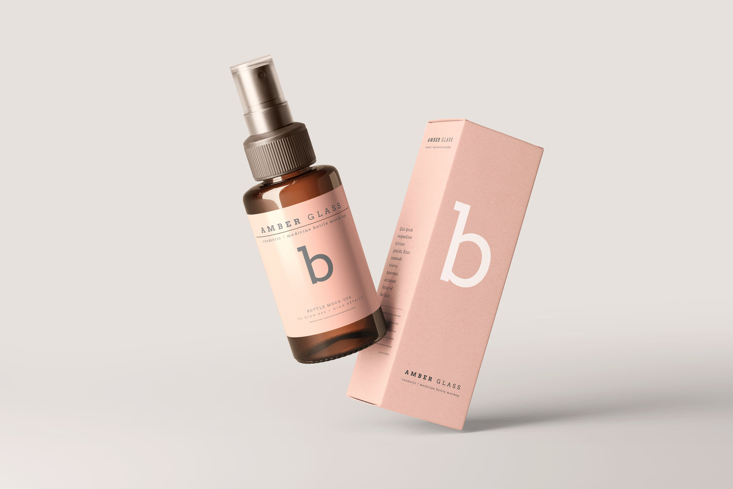 Amber Glass Spray Bottles Mockups