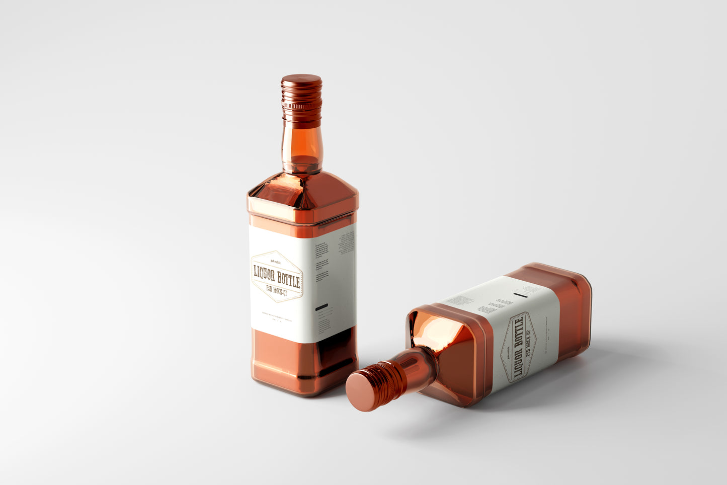 Square Hard Liquor Bottle Mockups