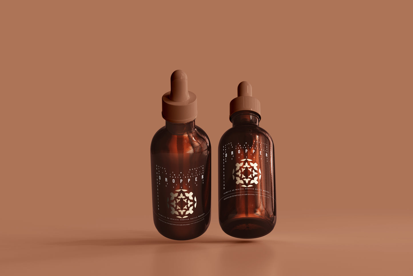 Amber Glass Dropper Bottle Mockup