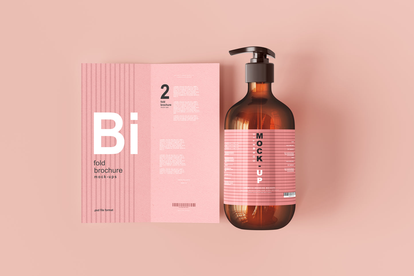 Amber Glass Pump Bottle Mockups