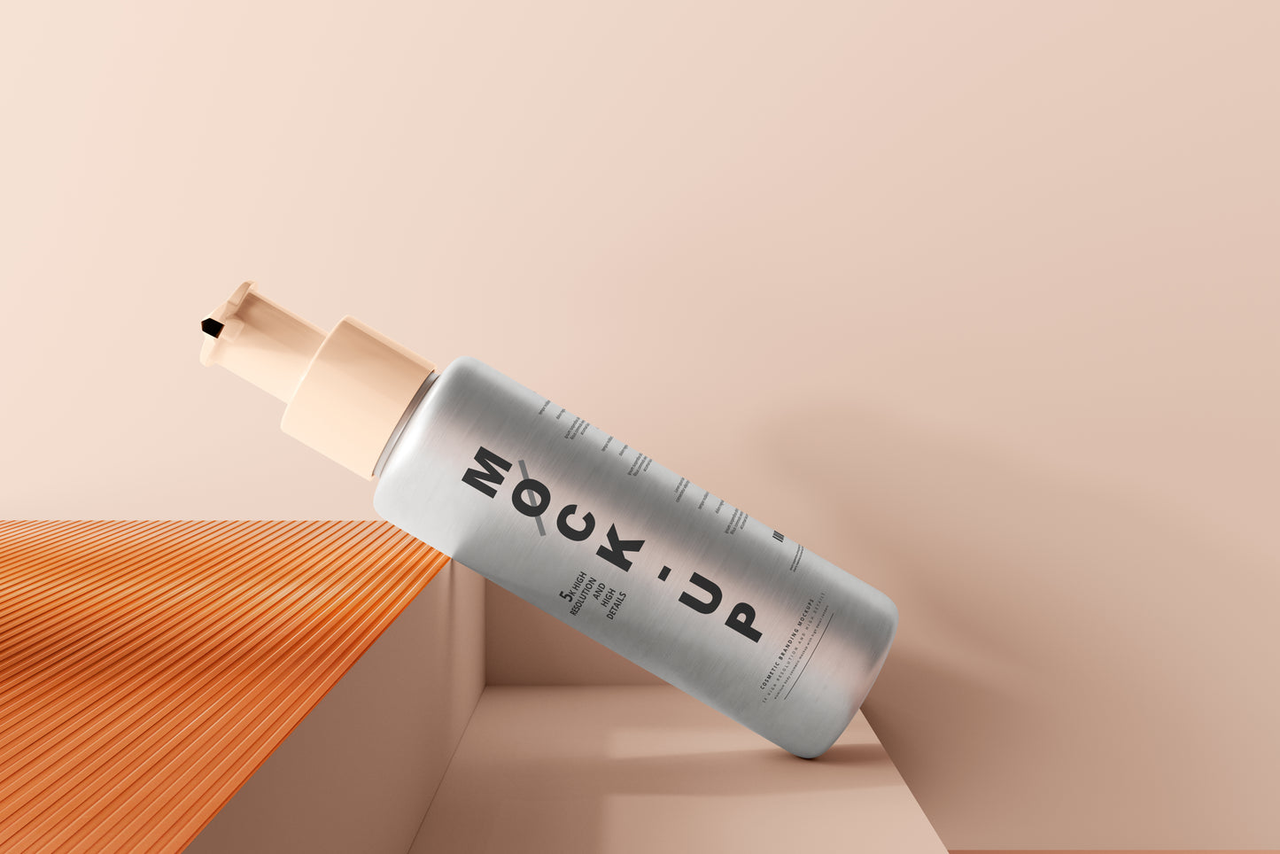 Aluminum Body Cosmetic Pump Bottle Mockup