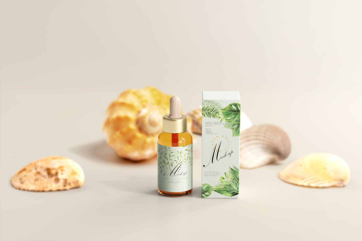 Amber Glass Dropper Bottle Mockup