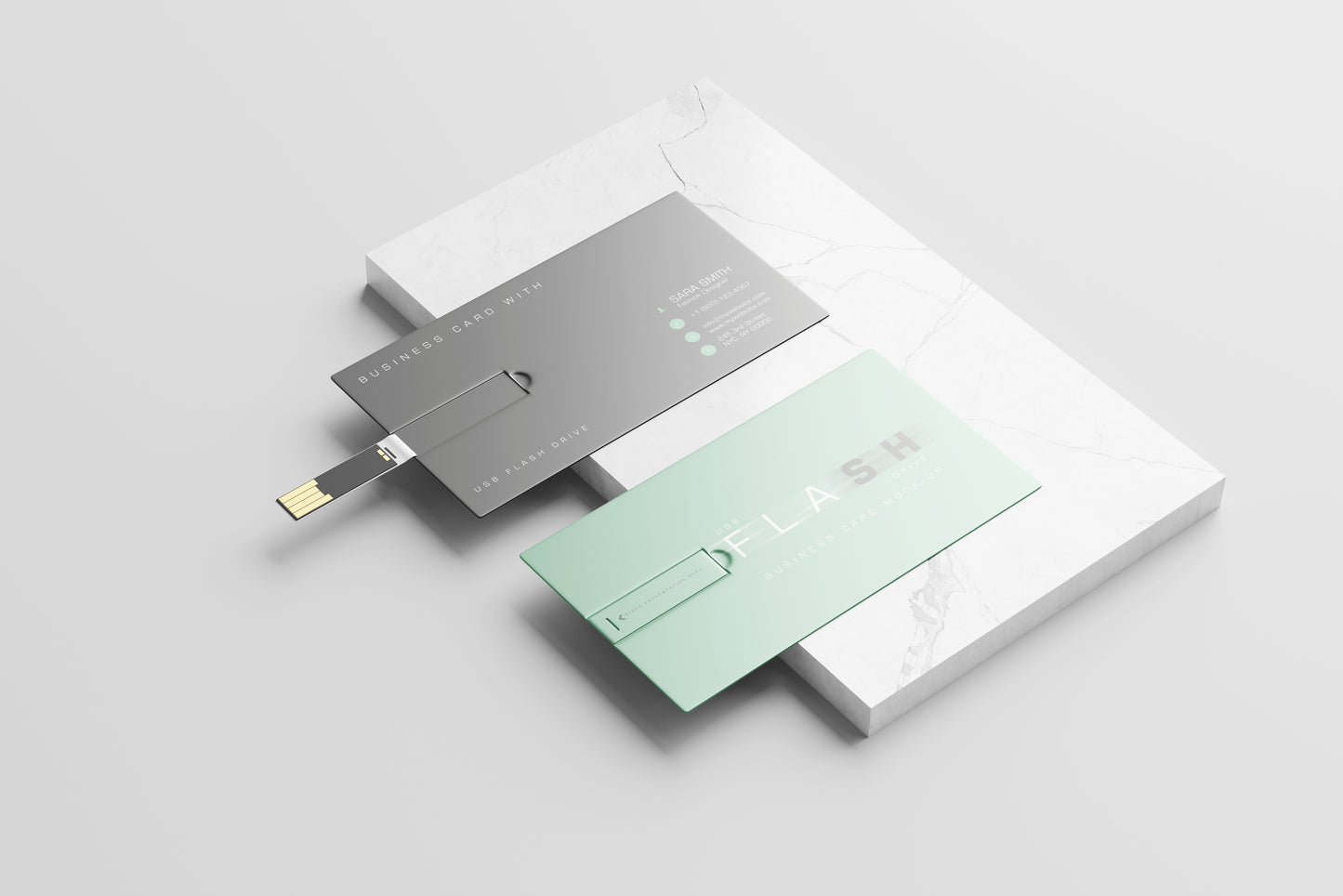 USB Flash Drive Business Card Mockup