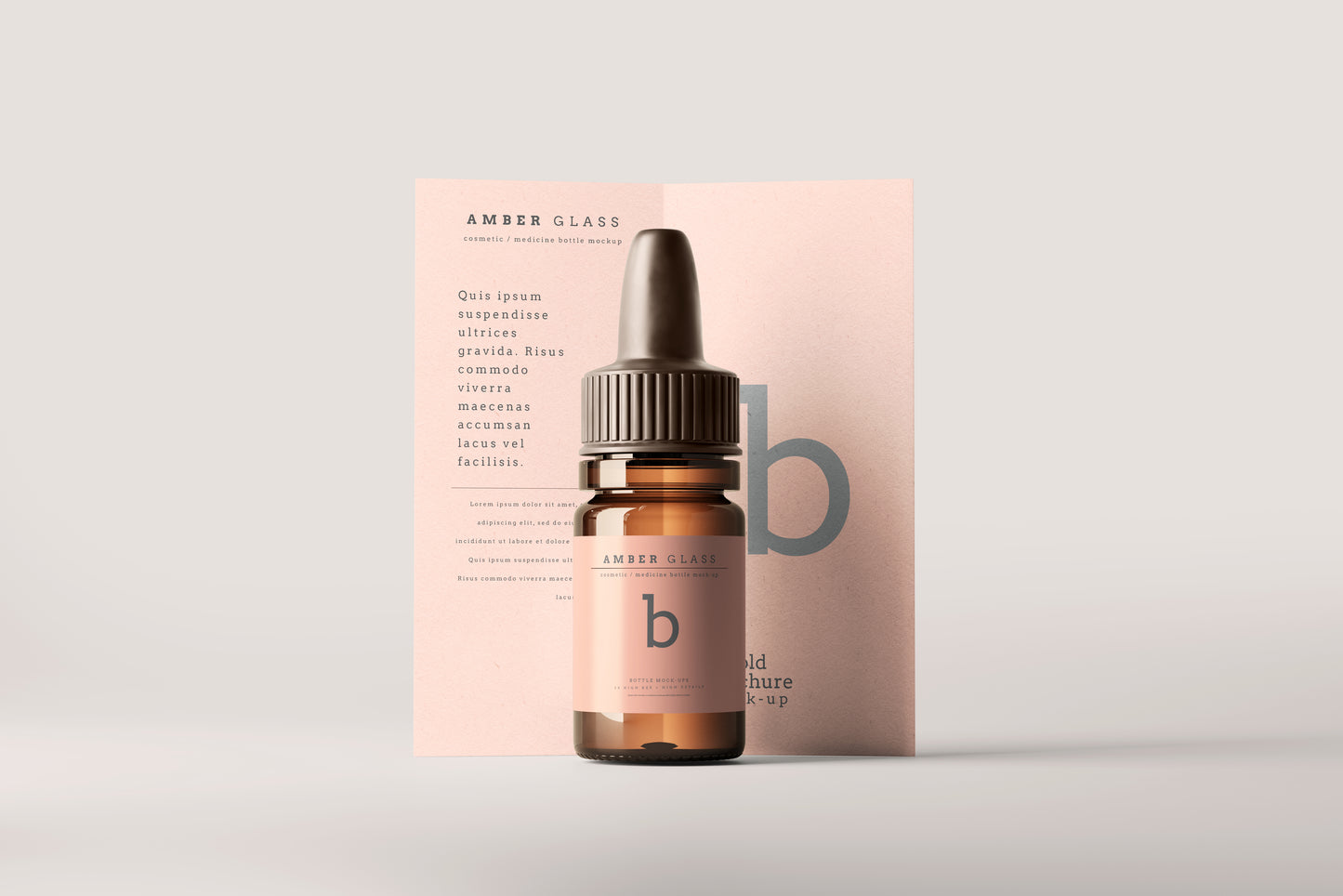 Amber Glass Dropper Bottle Mockups