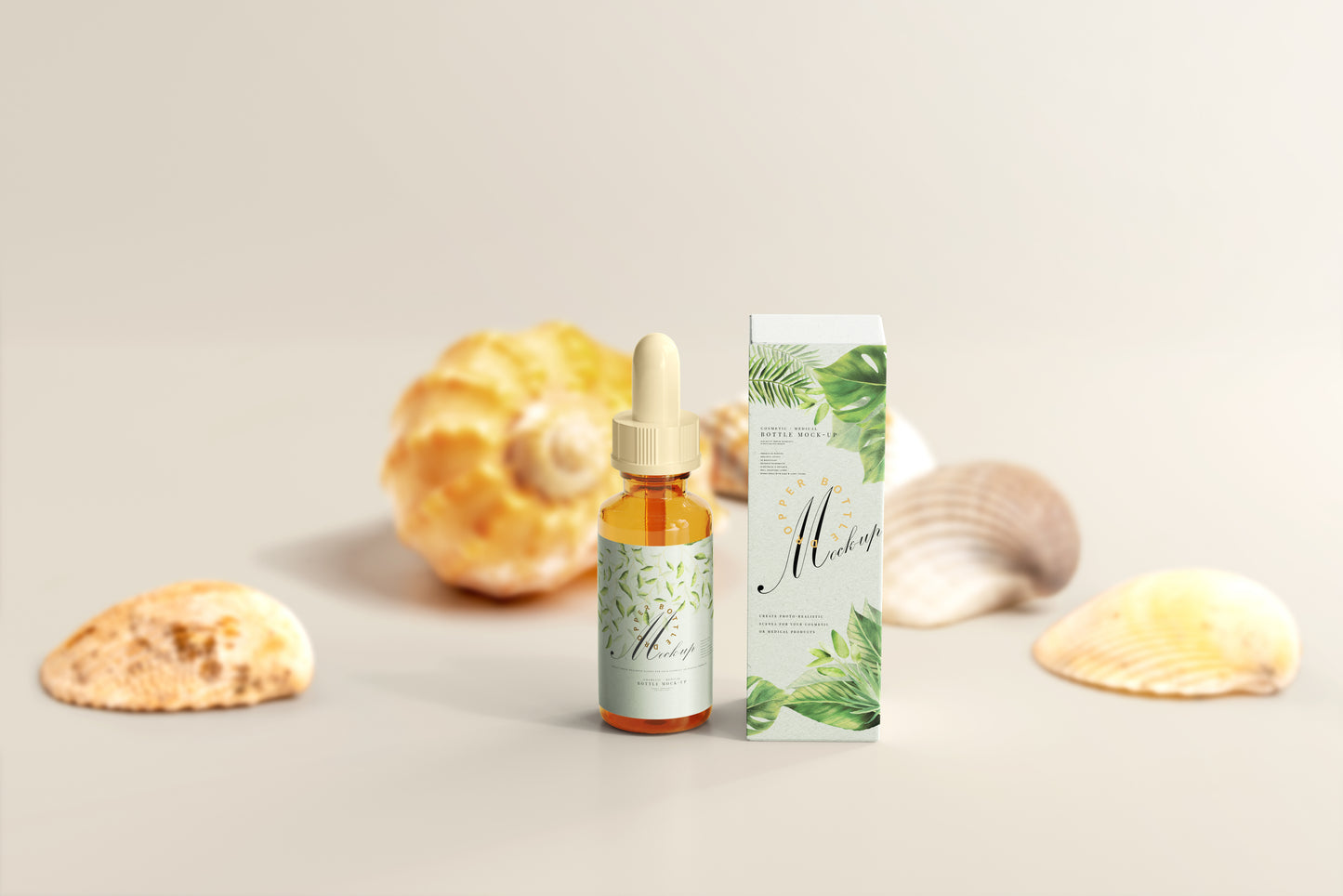 Amber Glass Dropper Bottle Mockup