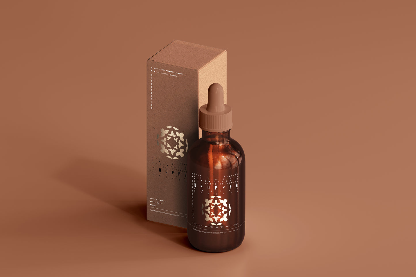 Amber Glass Dropper Bottle Mockup