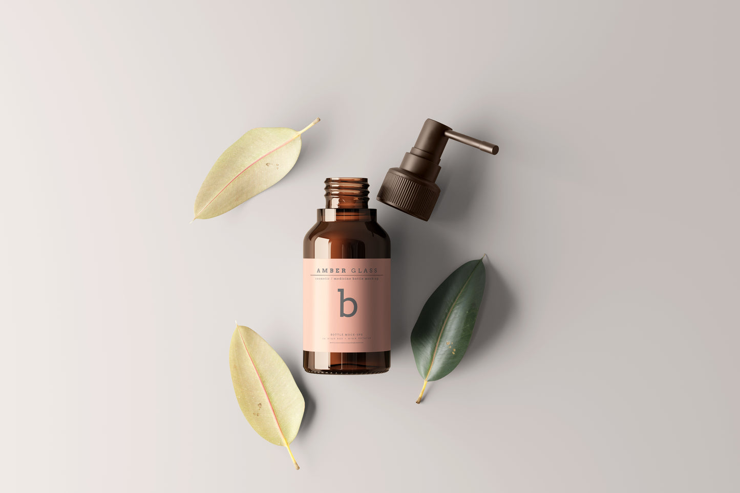 Amber Glass Throat Spray Bottle Mockups
