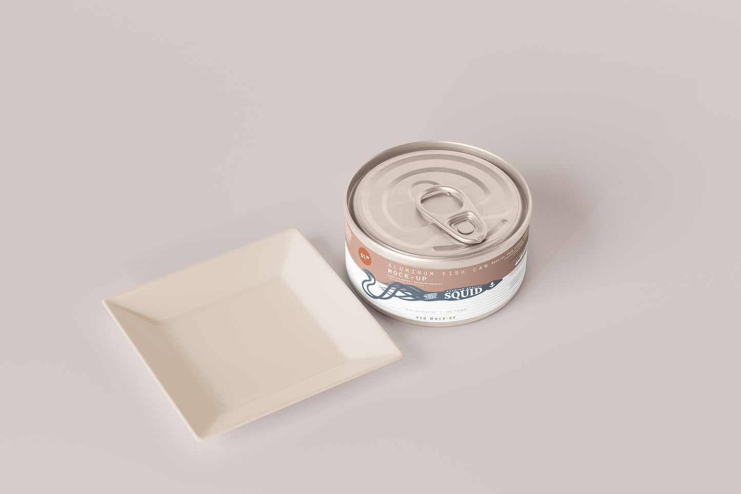 Easy Open Small Aluminum Food Can Mockup