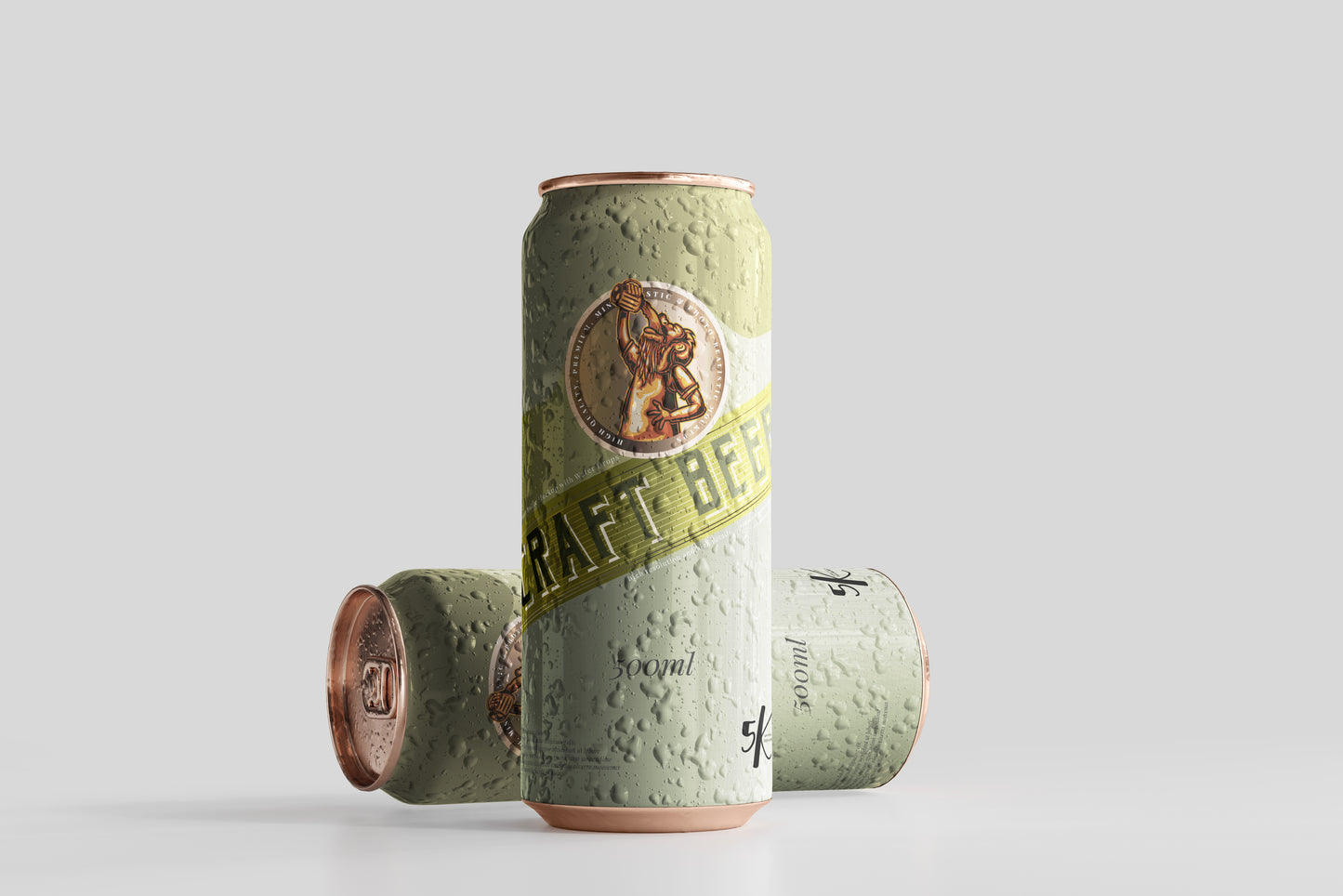 Large Sleek Beer Can Mockup with Condensation Effect