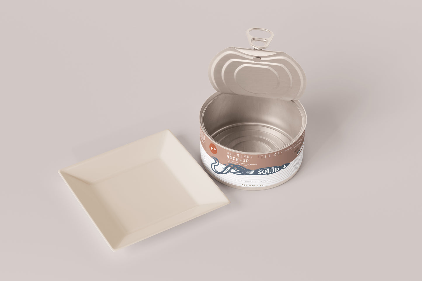 Easy Open Small Aluminum Food Can Mockup