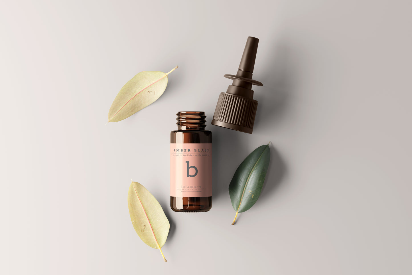 Amber Glass Nasal Spray Bottle Mockups