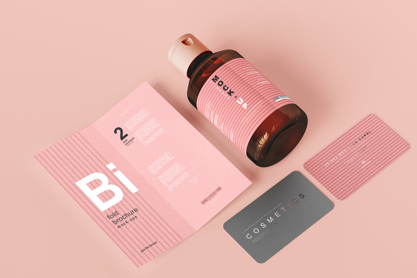 Amber Glass Cosmetic Bottle Mockups