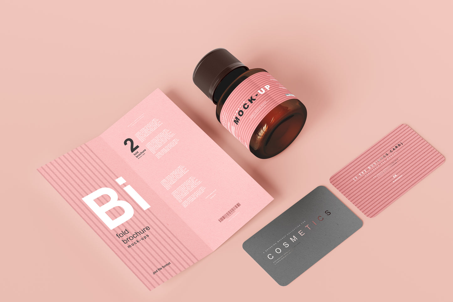 Amber Glass Cosmetic Bottle Mockups