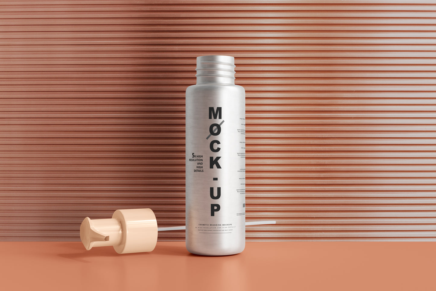 Aluminum Body Cosmetic Pump Bottle Mockup