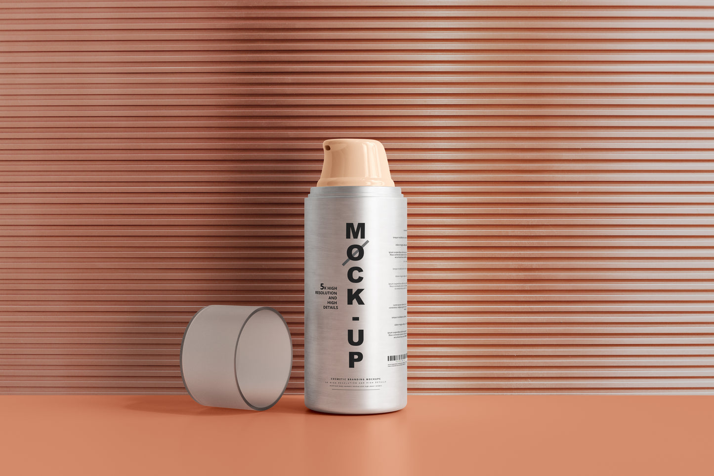 Aluminum Body Cosmetic Pump Bottle Mockup