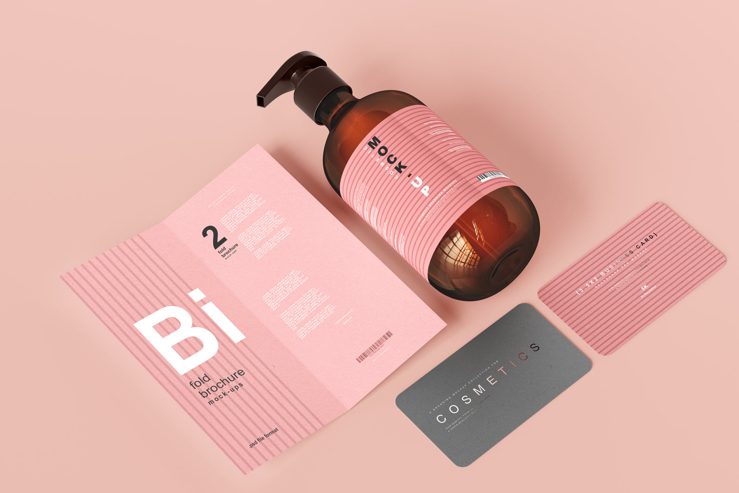 Amber Glass Pump Bottle Mockups