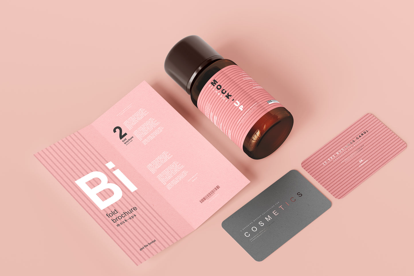 Amber Glass Cosmetic Bottle Mockups