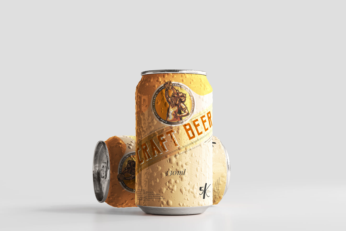 Standard Size Beer Can Mockup with Condensation Effect