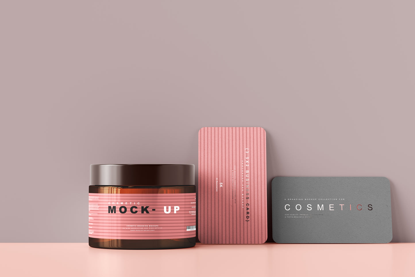 Amber Glass Cosmetic Jar Mockups