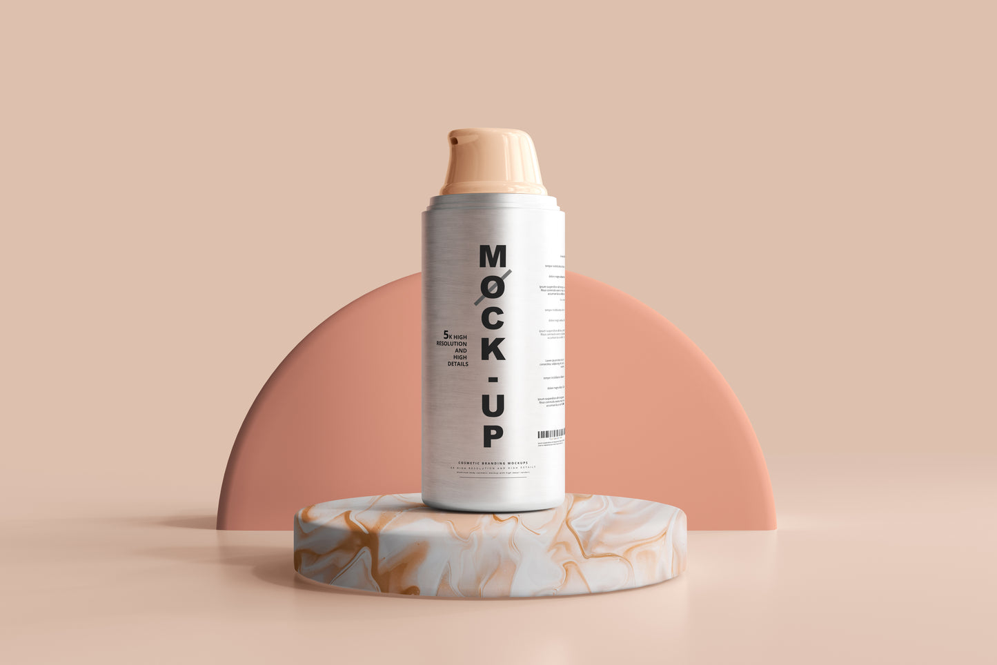 Aluminum Body Cosmetic Pump Bottle Mockup