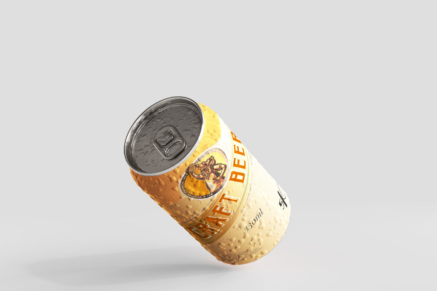 Standard Size Beer Can Mockup with Condensation Effect
