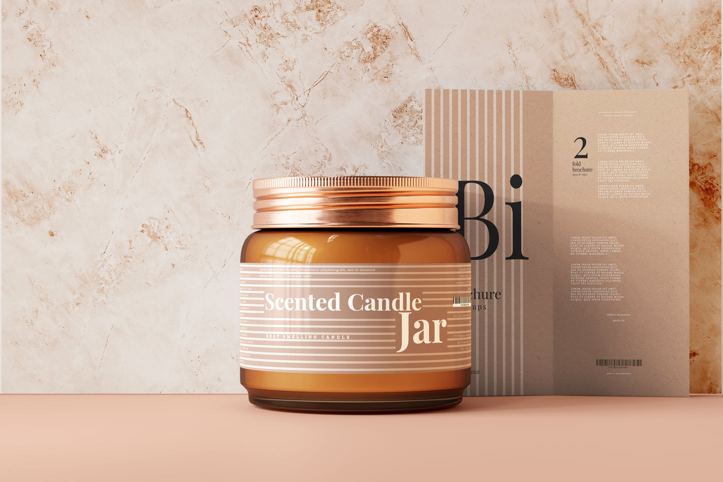 Amber Glass Candle Jar Mockups