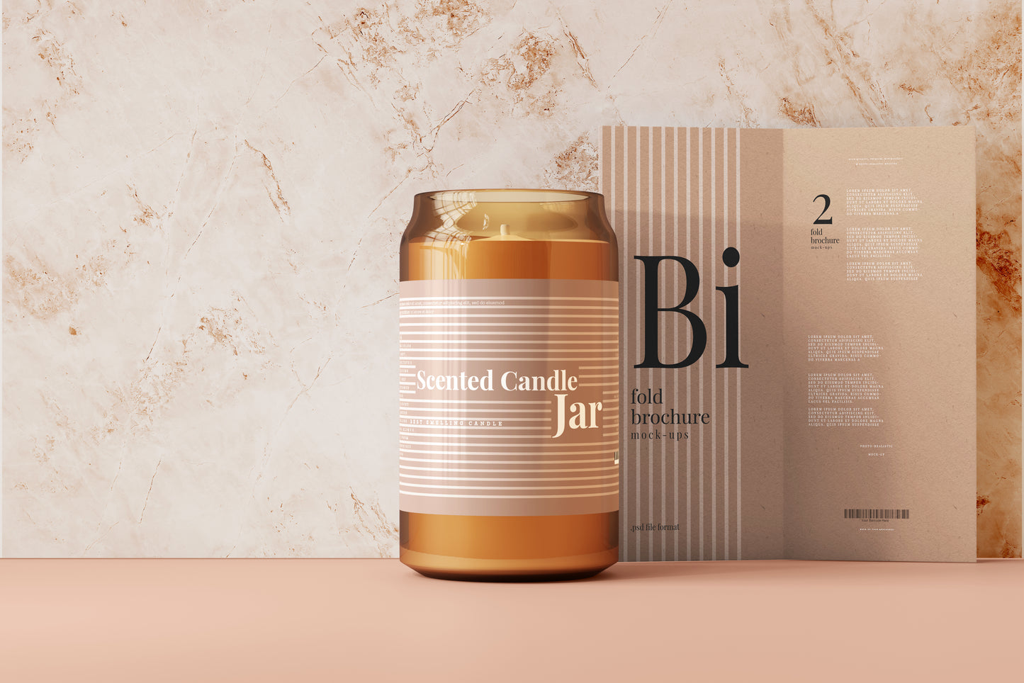 Amber Glass Candle Jar Mockups