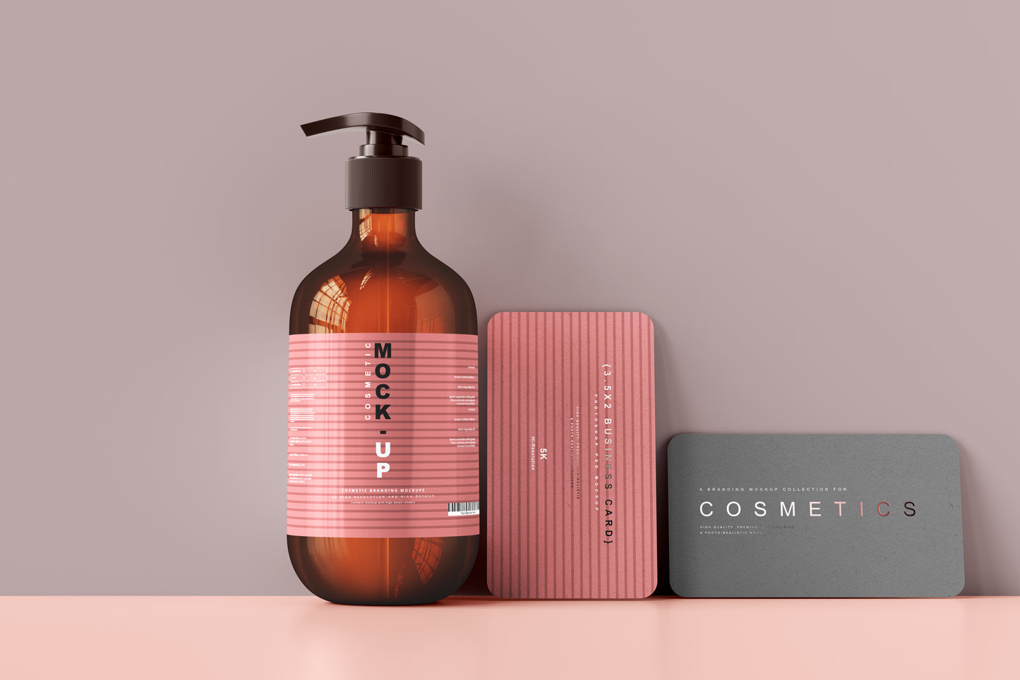 Amber Glass Pump Bottle Mockups