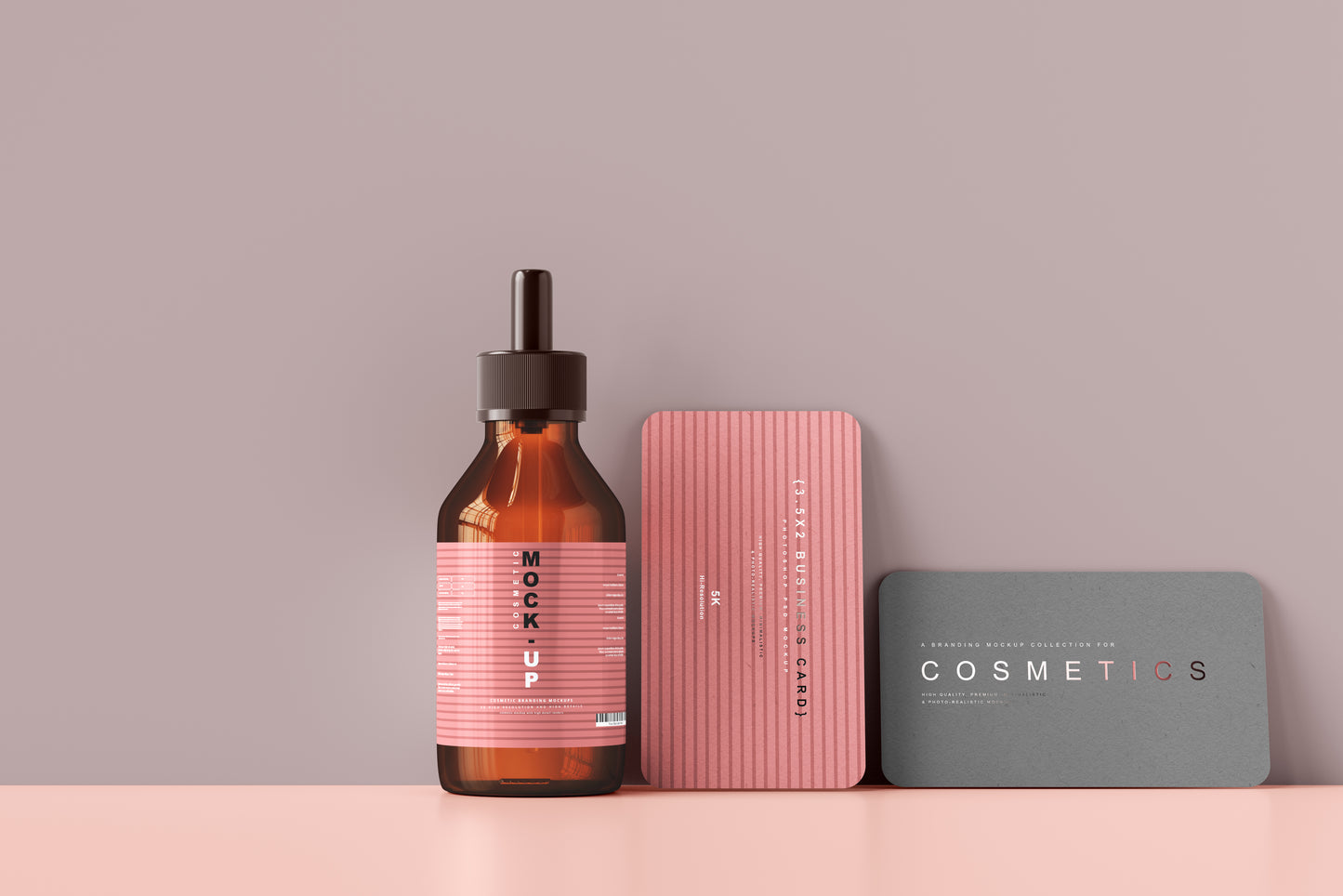 Amber Glass Dropper Bottle Mockups