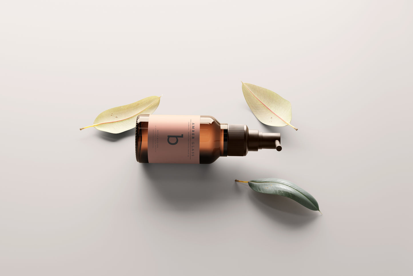 Amber Glass Throat Spray Bottle Mockups
