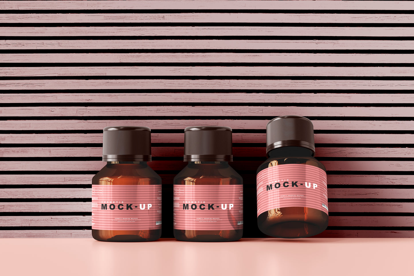 Amber Glass Cosmetic Bottle Mockups