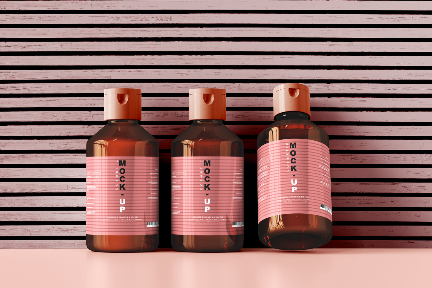 Amber Glass Cosmetic Bottle Mockups
