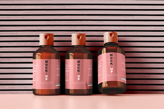 Amber Glass Cosmetic Bottle Mockups