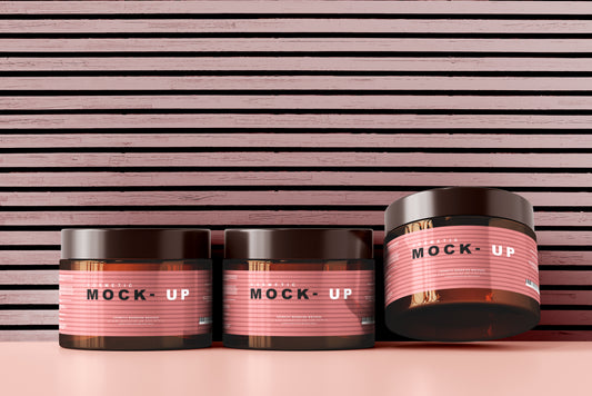Amber Glass Cosmetic Jar Mockups